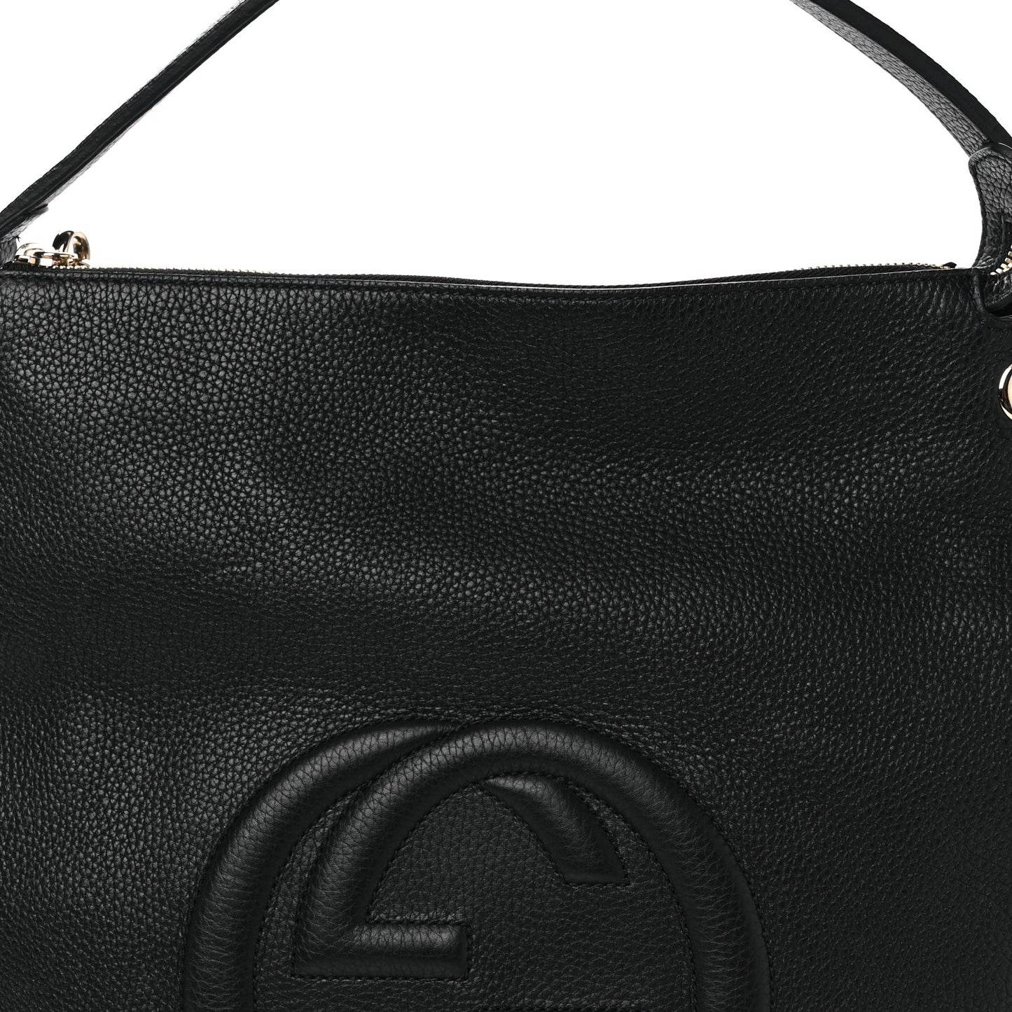 Pebbled Calfskin Large Soho Hobo Black