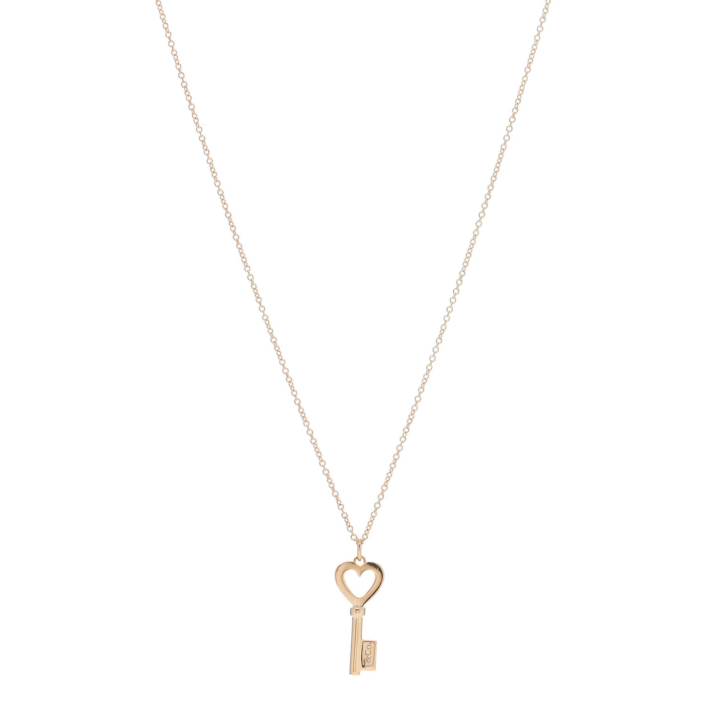 18K Rose Gold Mini Heart Key Pendant Necklace
