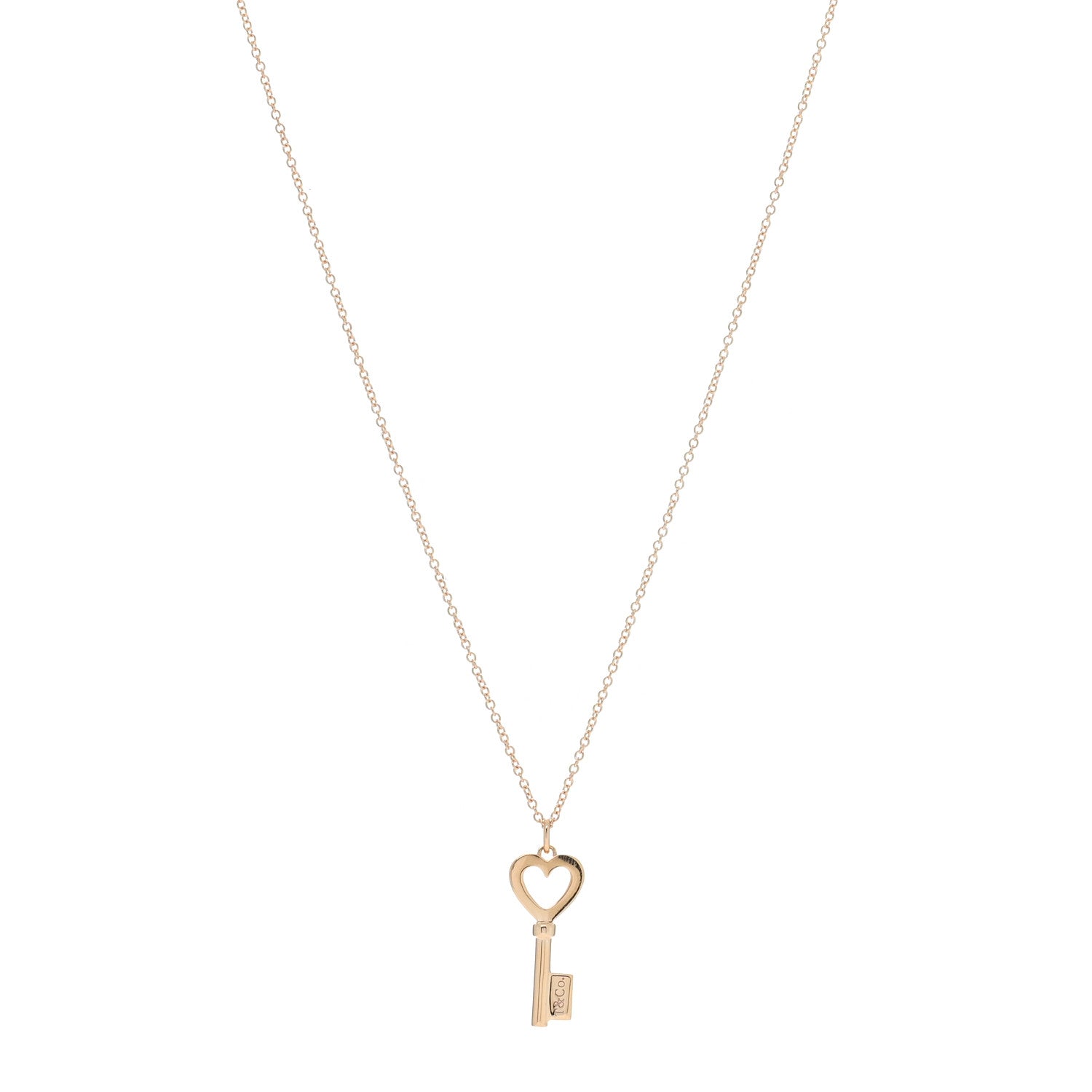 Tiffany 18K Rose Gold Mini Heart Key Pendant Necklace 2 of 4
