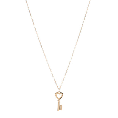 Tiffany 18K Rose Gold Mini Heart Key Pendant Necklace 2 of 4