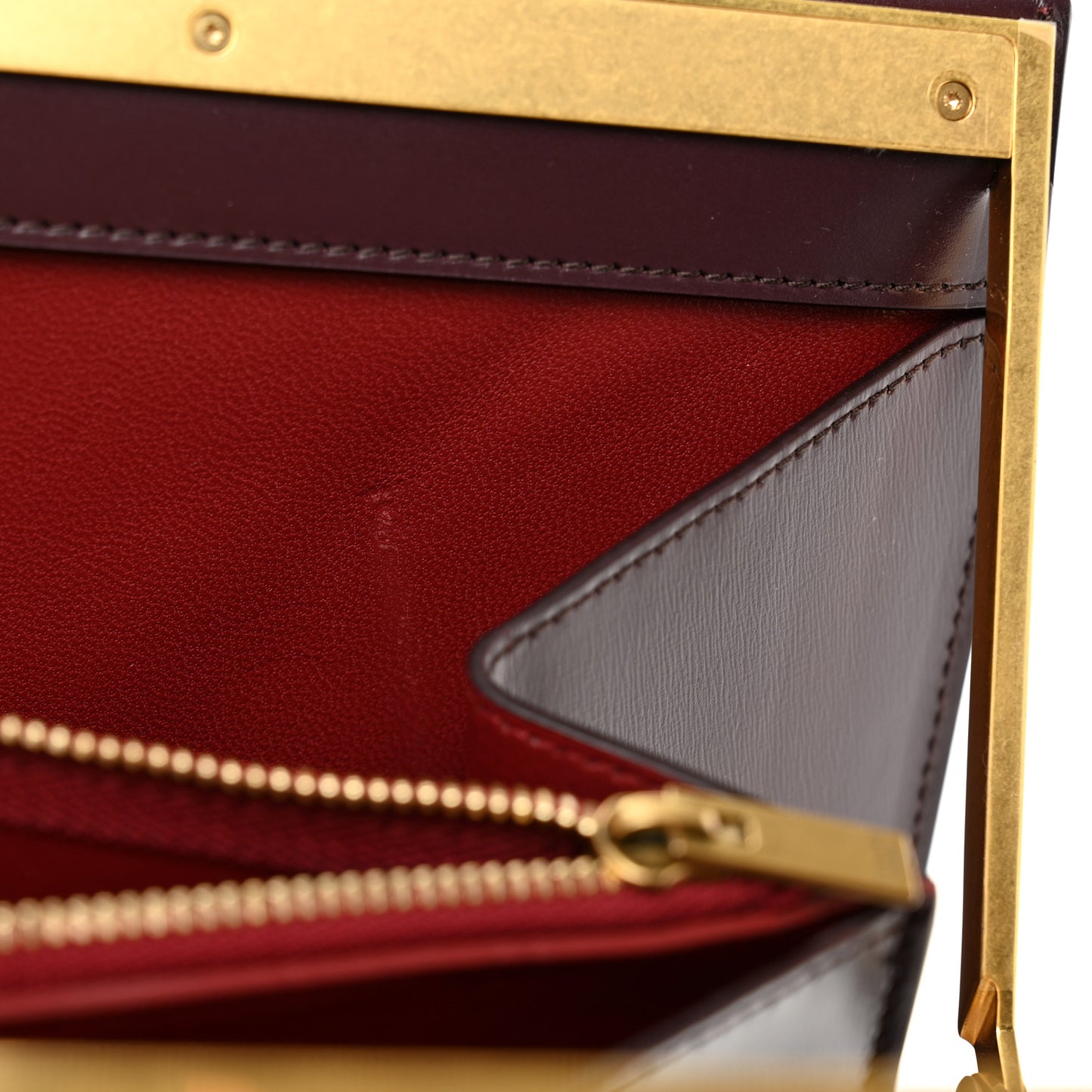 Patina Box Calfskin Medium Clasp Bag Bordeaux