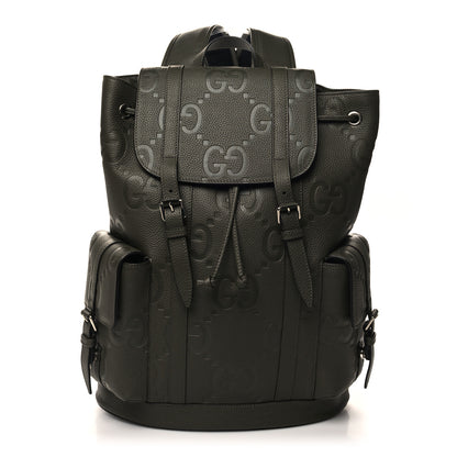 Gucci Piuma Calfskin Jumbo GG Embossed Double Buckle Backpack Dark Vintage Olive 1 of 10