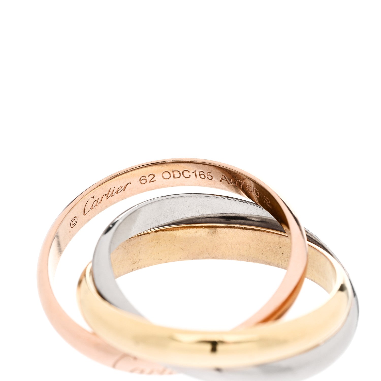 Cartier 18K Pink Yellow White Gold Classic Trinity Ring 62 10 4 of 5
