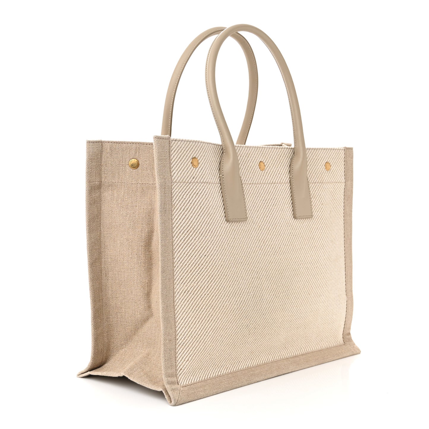 Linen Calfskin Small Rive Gauche Tote Beige Sea Salt
