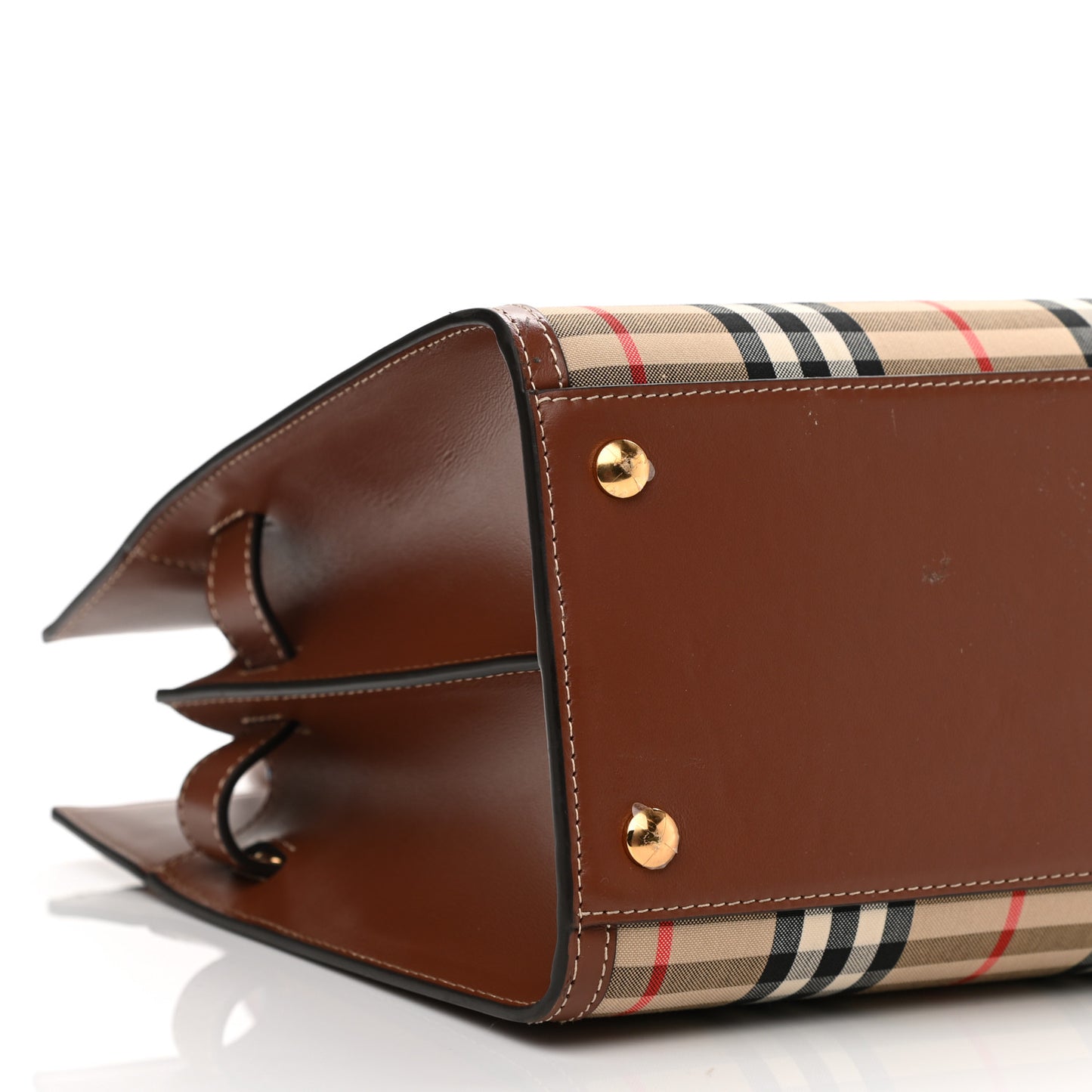 Calfskin Vintage Check Two Handle Title Bag Archive Beige