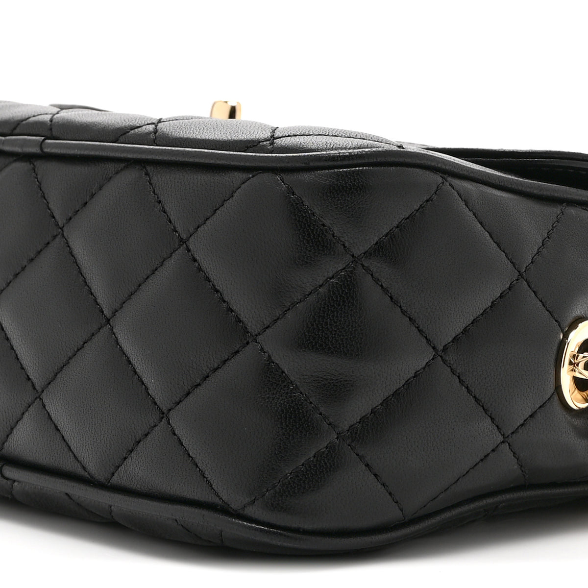 Lambskin Quilted Tassel Flap Camera Case Black