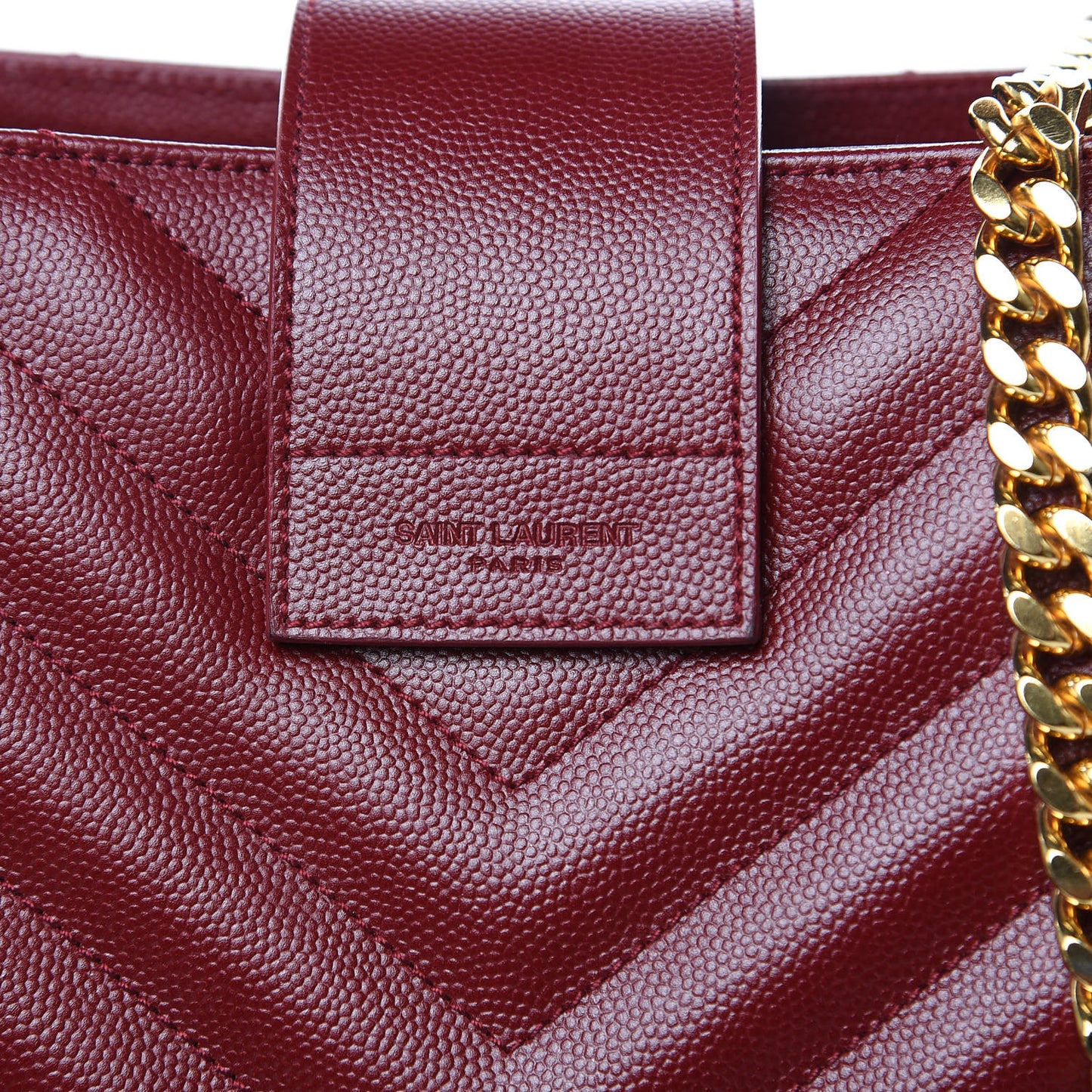 Grain De Poudre Matelasse Chevron Monogram Shopping Bag Oxblood