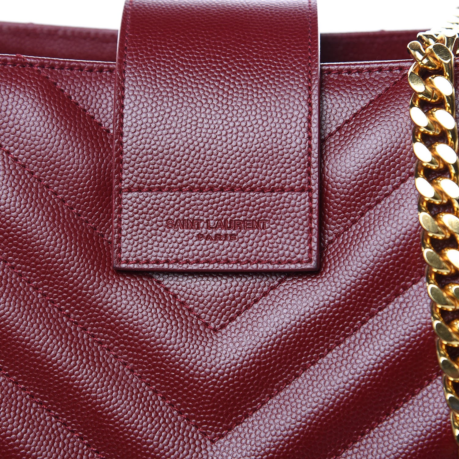 Saint Laurent Grain De Poudre Matelasse Chevron Monogram Shopping Bag Oxblood 8 of 10