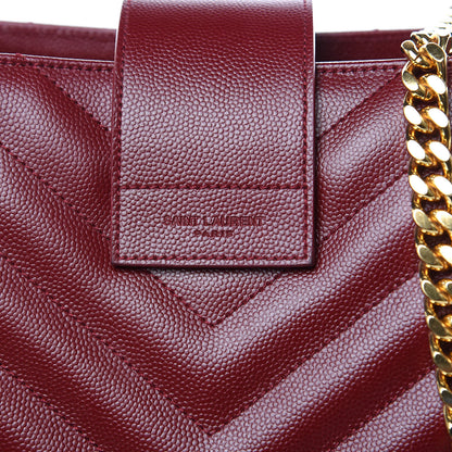 Saint Laurent Grain De Poudre Matelasse Chevron Monogram Shopping Bag Oxblood 8 of 10