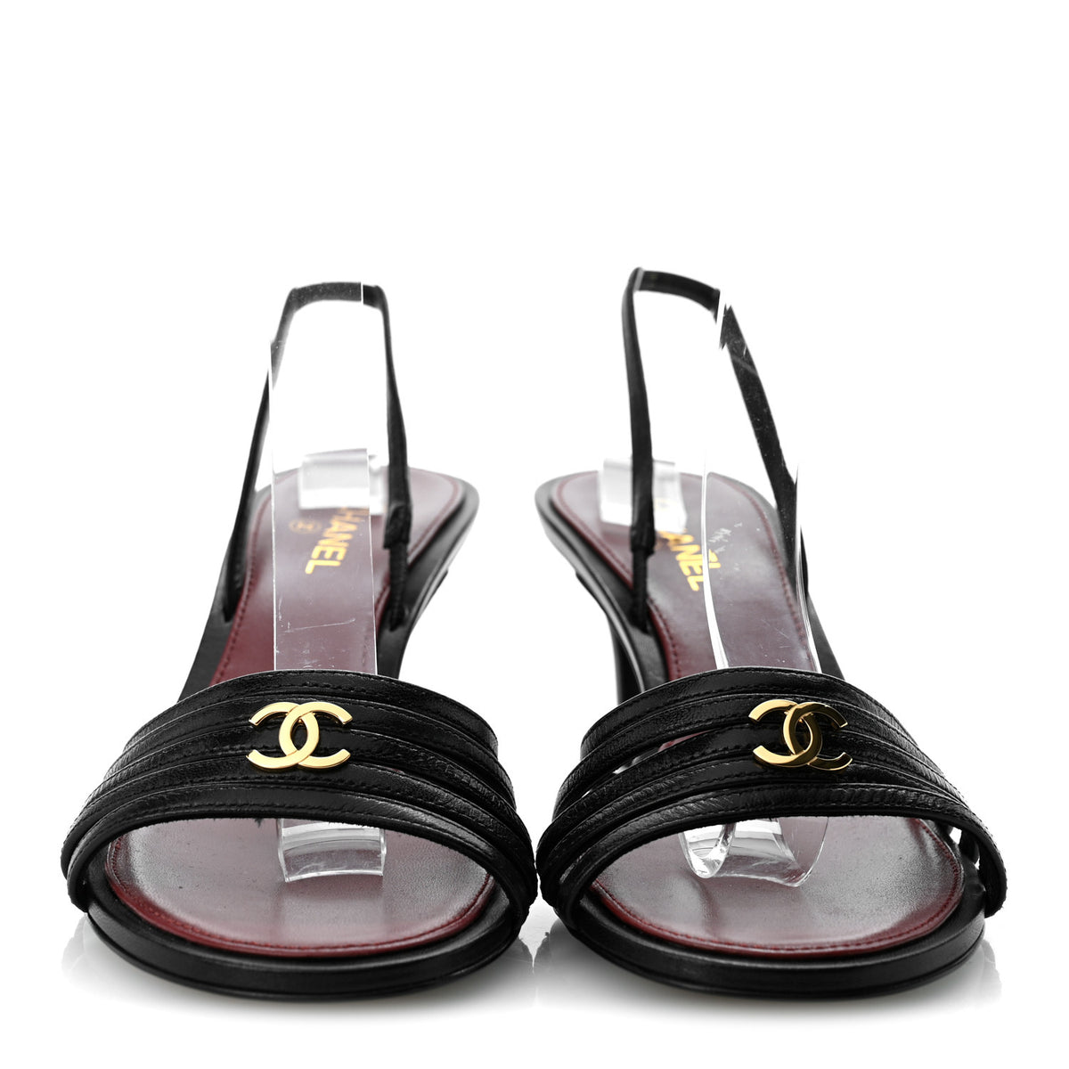 Chanel Goatskin CC Sandals 36.5 Black 3 of 8
