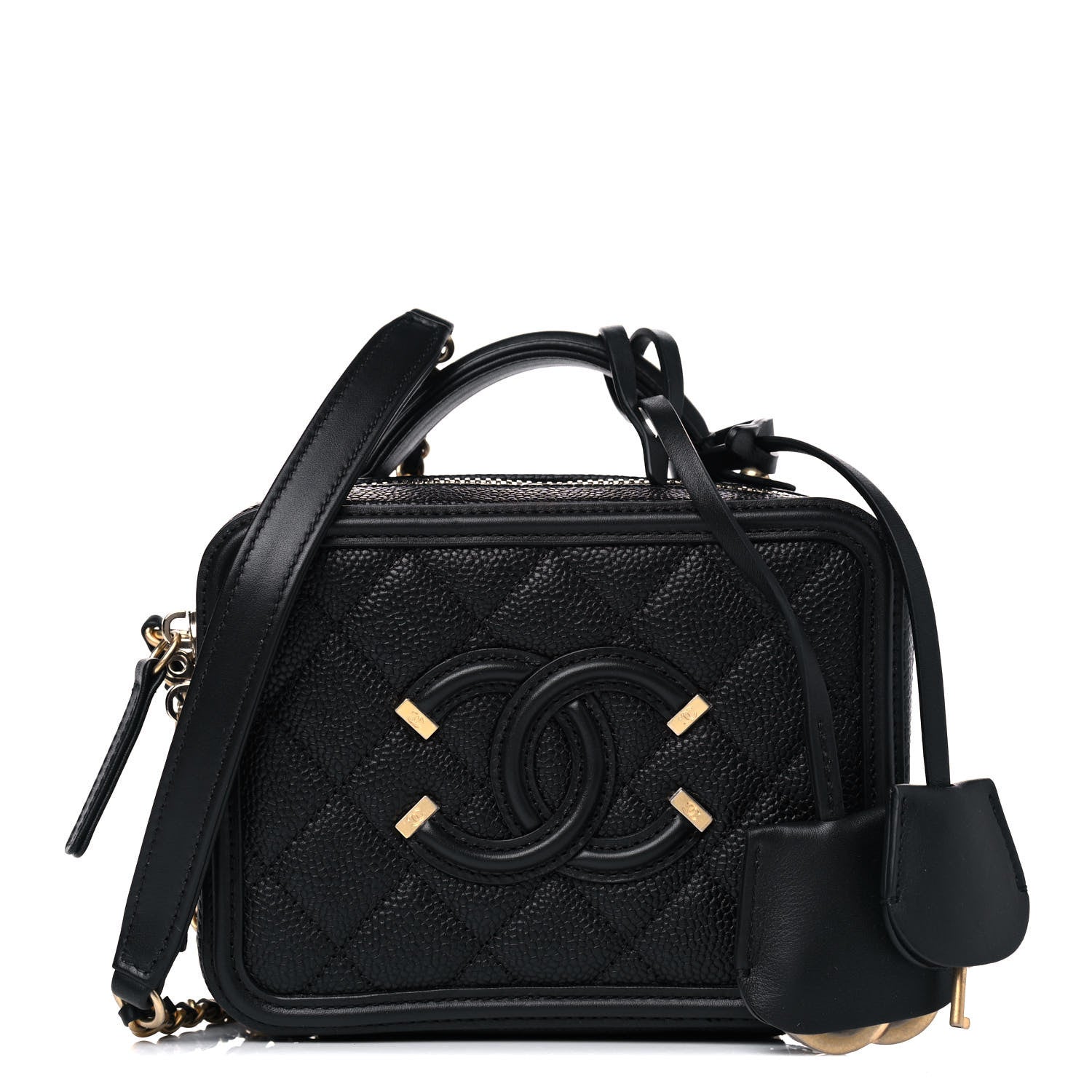 Chanel Caviar Quilted Small CC Filigree Vanity Case Black 1 of 5