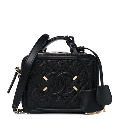 Chanel Caviar Quilted Small CC Filigree Vanity Case Black 1 of 5