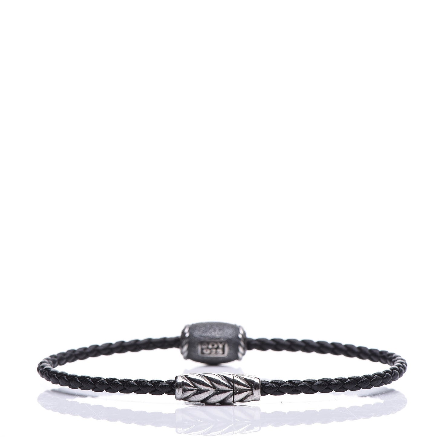 Sterling Silver Black Diamond Leather Chevron Bracelet