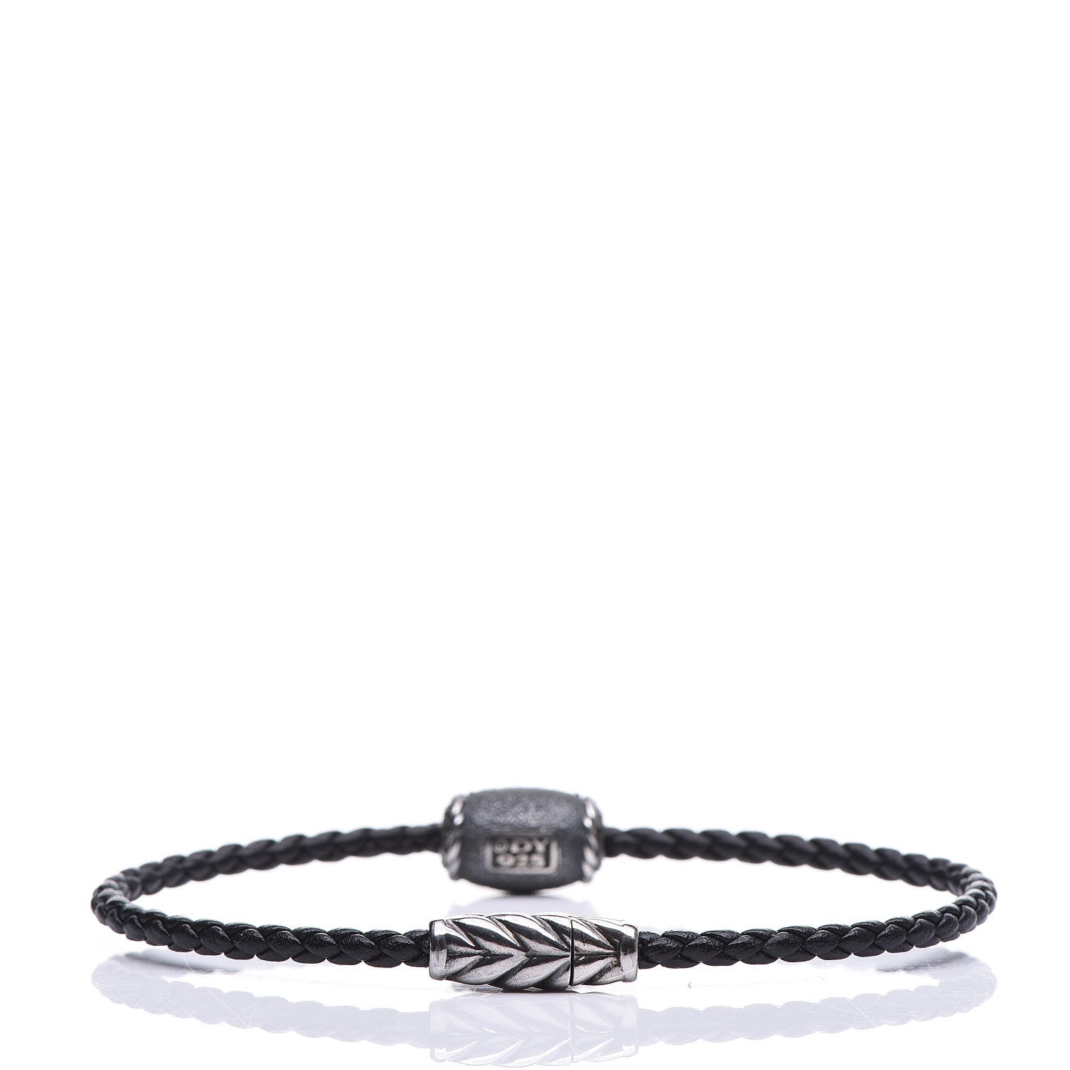 David Yurman Sterling Silver Black Diamond Leather Chevron Bracelet 3 of 6