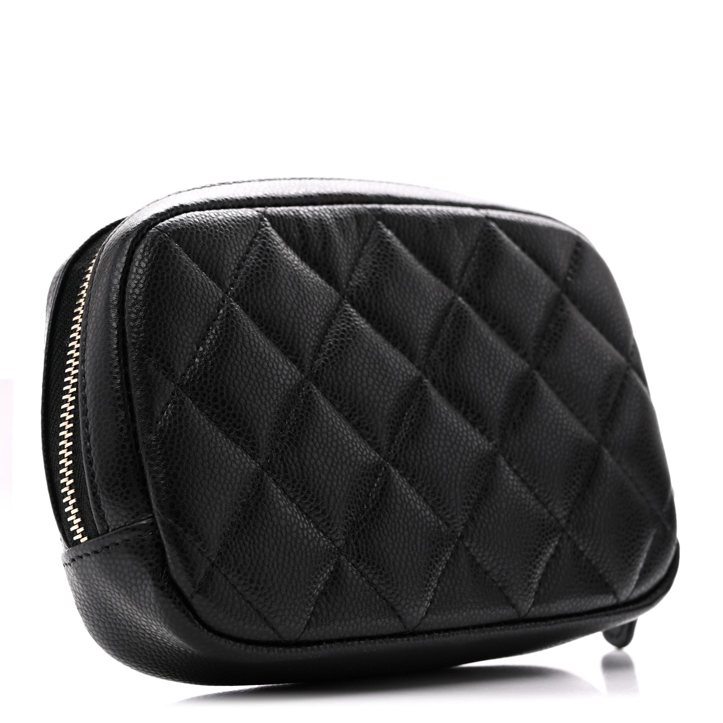 Caviar Quilted Small Curvy Pouch Cosmetic Case Black