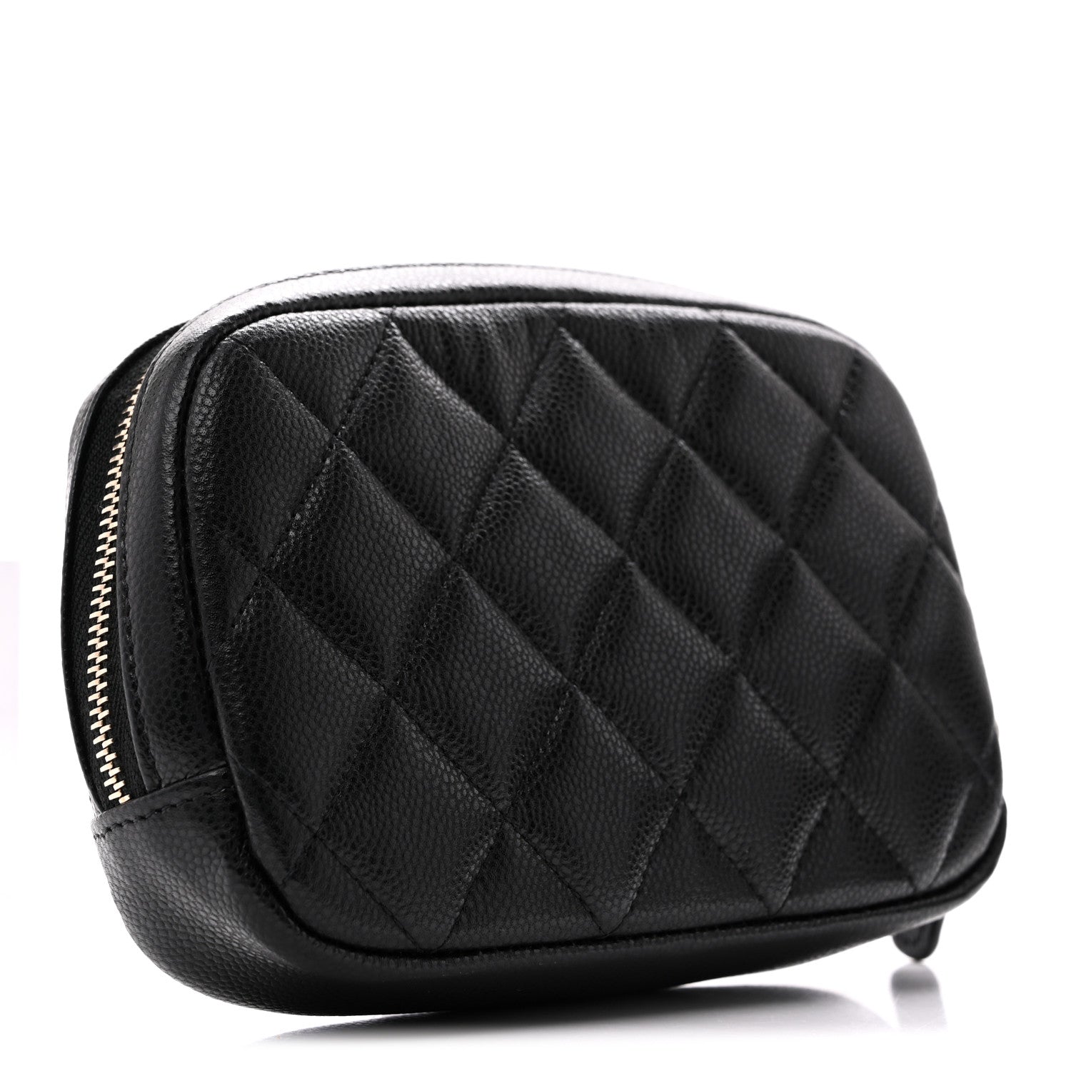Chanel Caviar Quilted Small Curvy Pouch Cosmetic Case Black 3 of 10