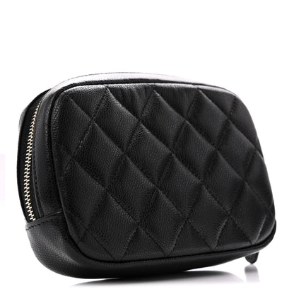 Chanel Caviar Quilted Small Curvy Pouch Cosmetic Case Black 3 of 10