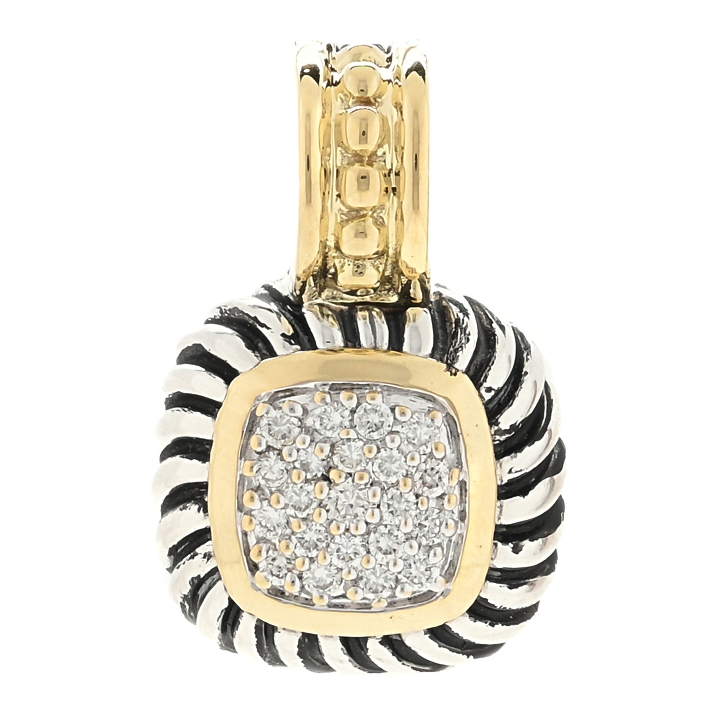 Sterling Silver 18K Yellow Gold Diamond Pave 8mm Albion Pendant