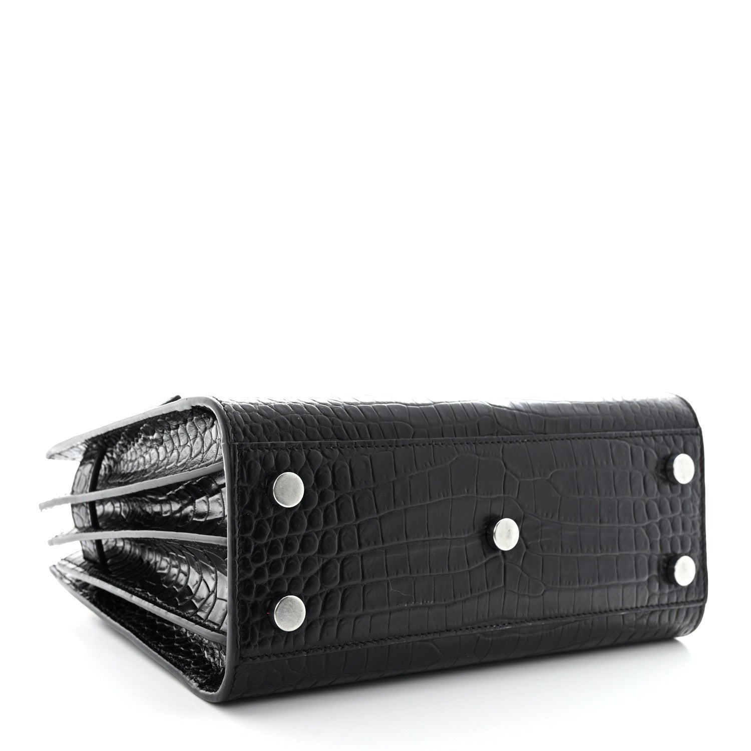 Saint Laurent Calfskin Crocodile Embossed Nano Sac De Jour Black 4 of 11