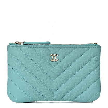 Chanel Caviar Chevron Quilted Small Cosmetic Case Green 1 of 8