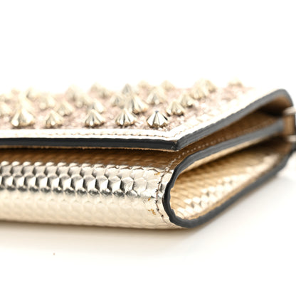 Christian Louboutin Patent Calfskin Pearl Boudoir Glitter Chain Wallet Platinum 10 of 11