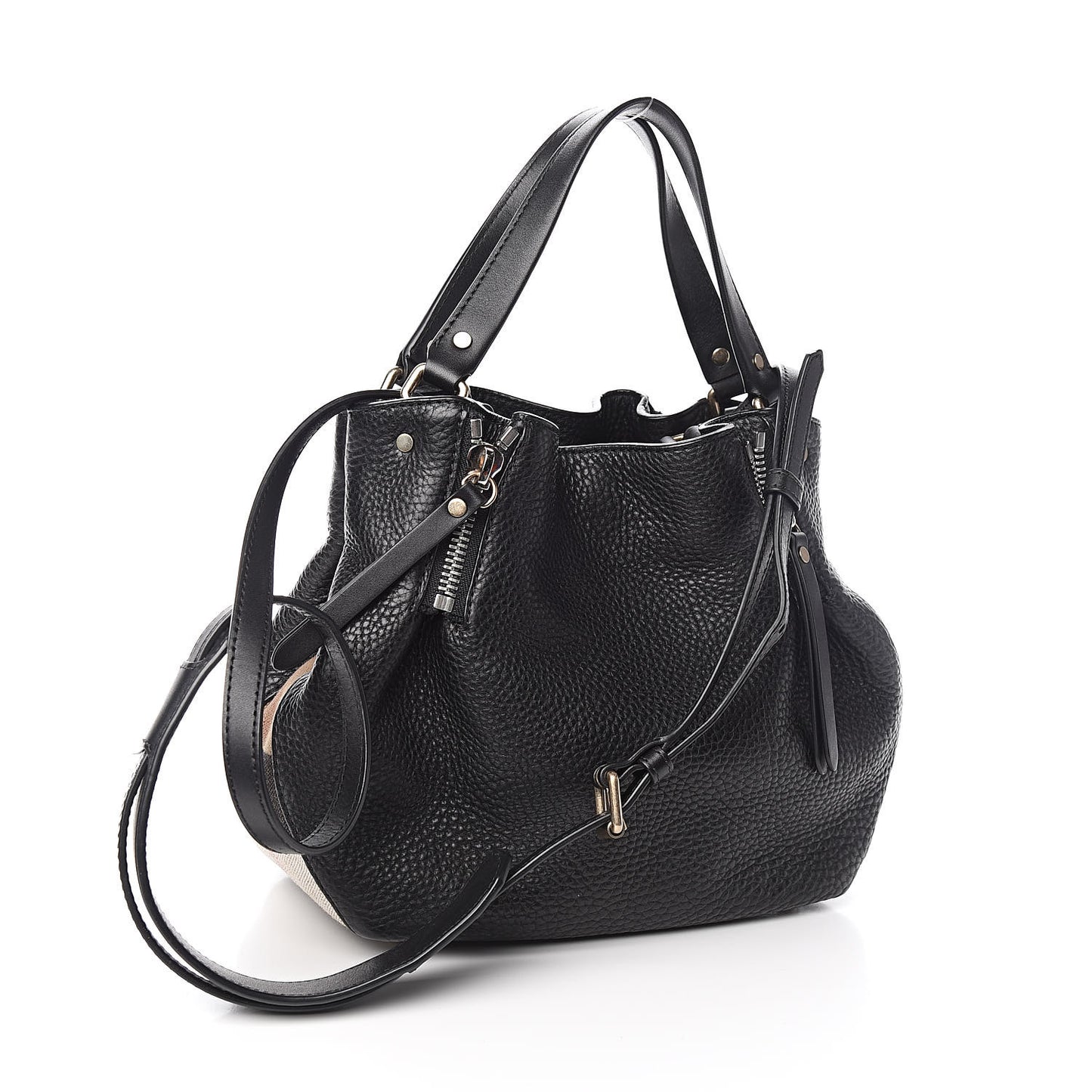 Grainy Calfskin House Check Small Maidstone Black