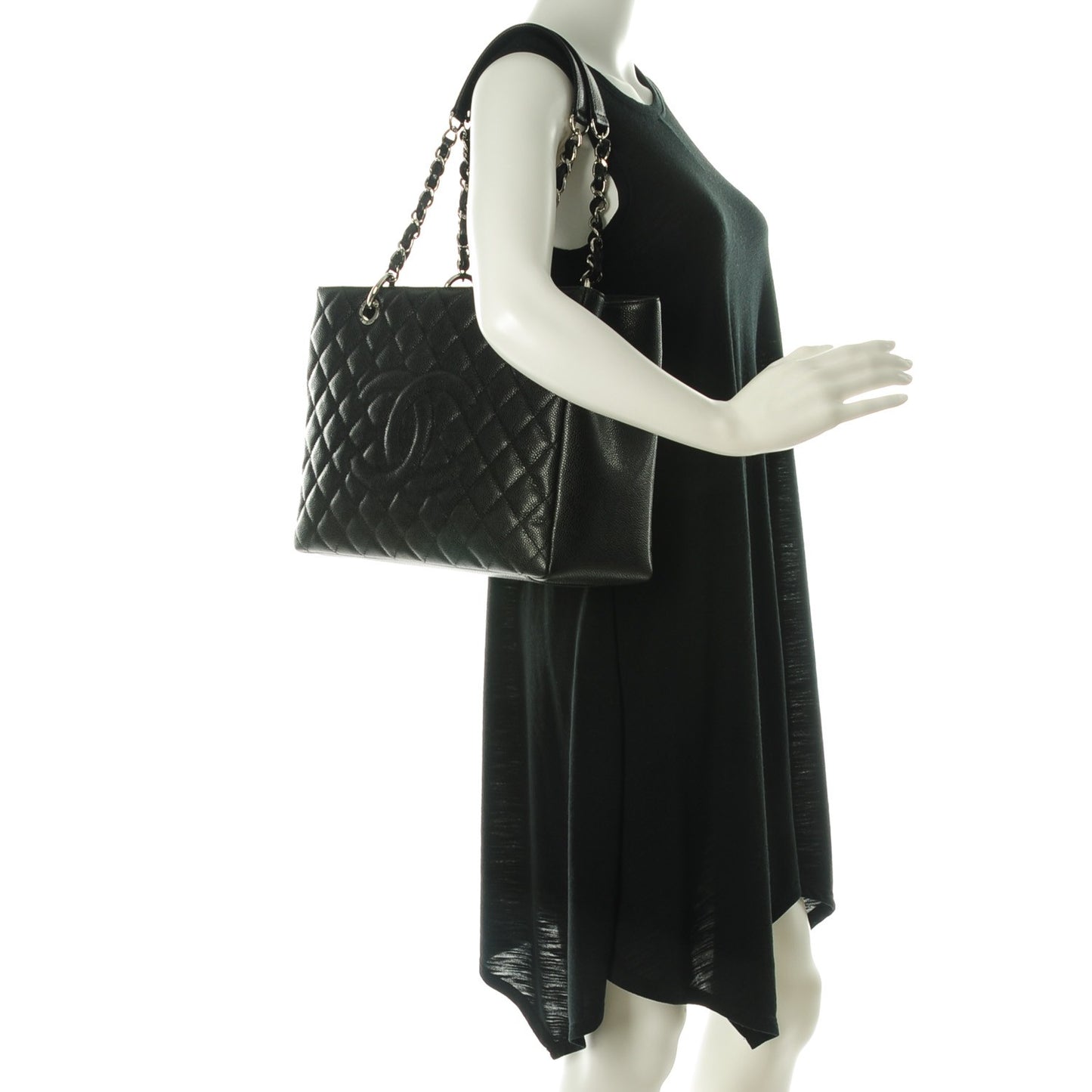 Caviar Quilted Grand Shopping Tote GST Black