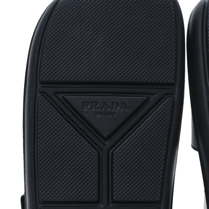 Prada Natural Calfskin Double Buckle 20mm Sandals 39 Black 6 of 9