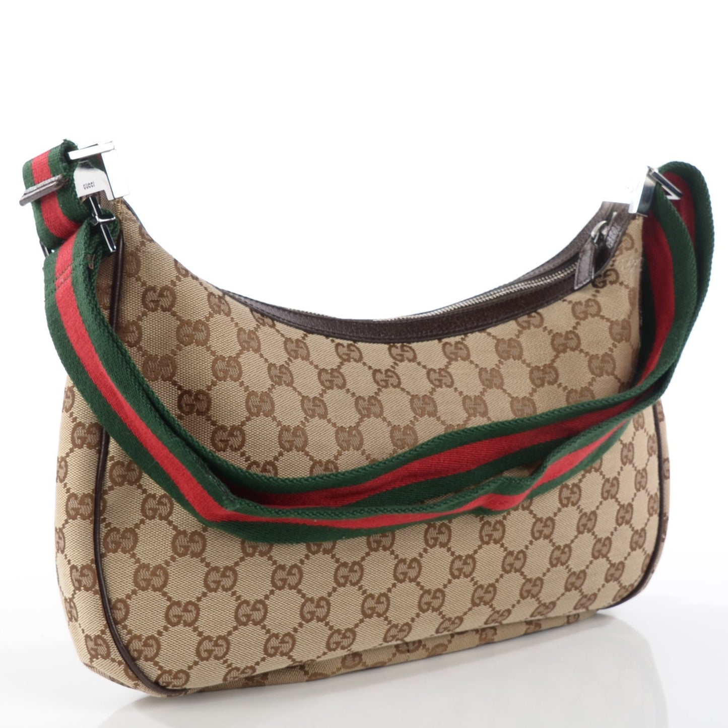 Monogram Web Medium Half Moon Hobo Dark Brown