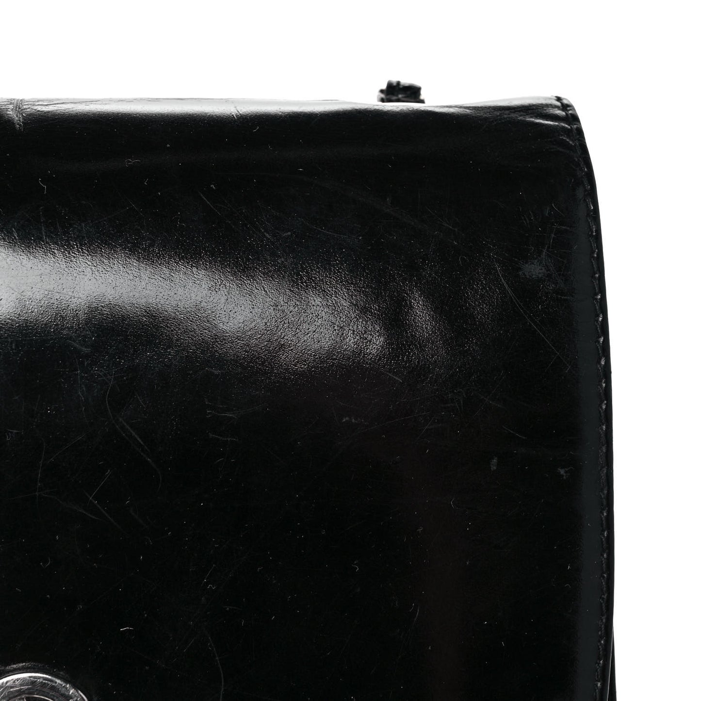 Glazed Calfskin Single Flap Black