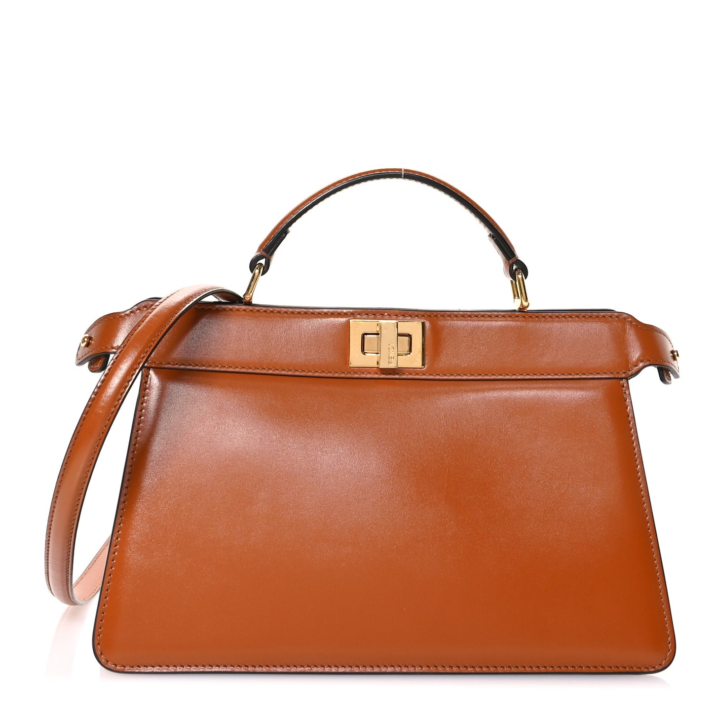 Vitello King Luxor Shiny Nappa Medium Peekaboo I SEE U East West Satchel Brandy Light Rose