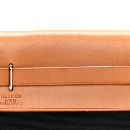 Hermes Toile Vache Calfskin Herbag Clutch Natural Black 18 of 25