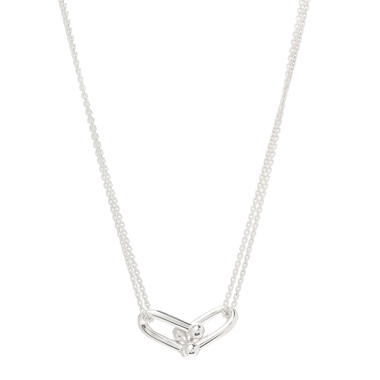Tiffany Sterling Silver Double HardWear Link Pendant Necklace 1 of 5
