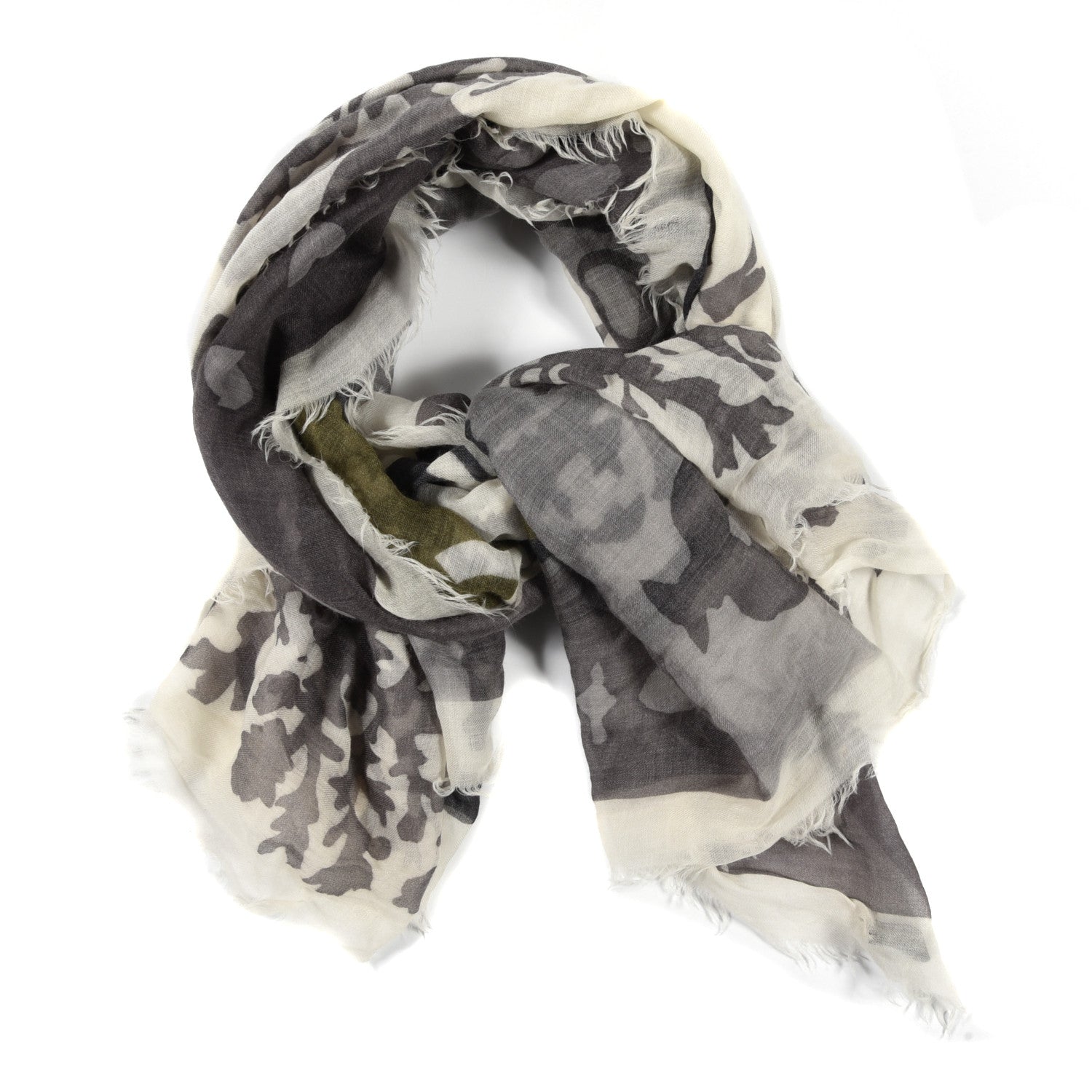 Chanel Cashmere CC Heart Fringe Scarf Grey 1 of 4