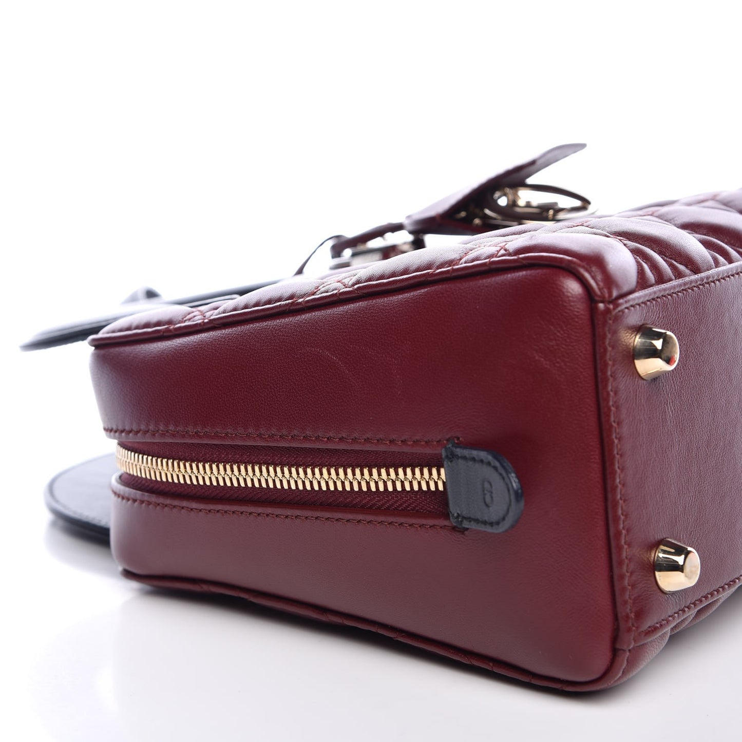 Lambskin Cannage Lily Tote Red Sapphire Blue