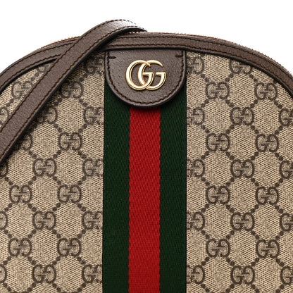 Gucci GG Supreme Monogram Textured Dollar Calfskin Web Small Ophidia Dome Shoulder Bag Beige Ebony New Acero 8 of 10