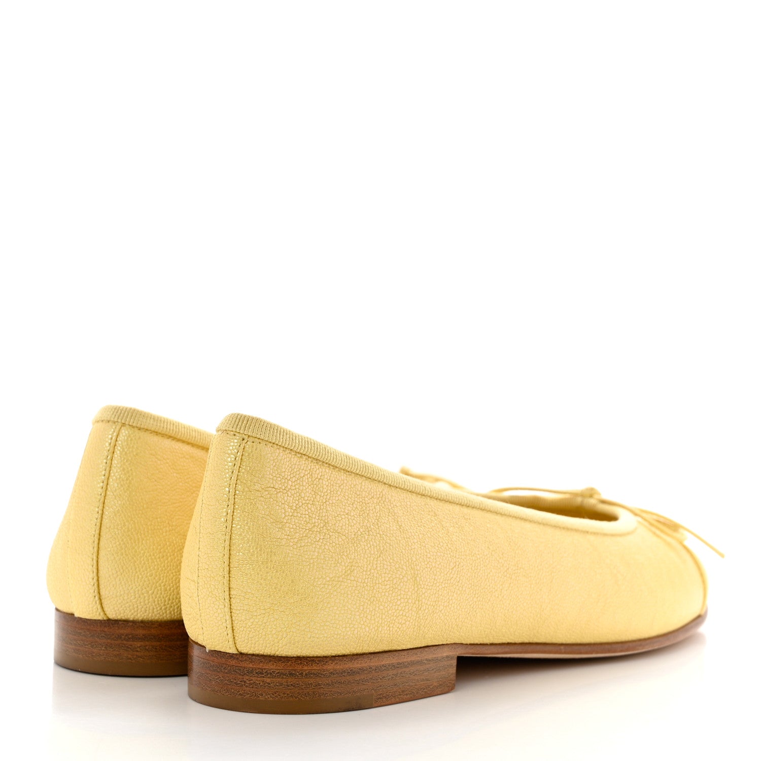 Chanel Iridescent Caviar CC Cap Toe Ballerina Flats 36.5 Yellow