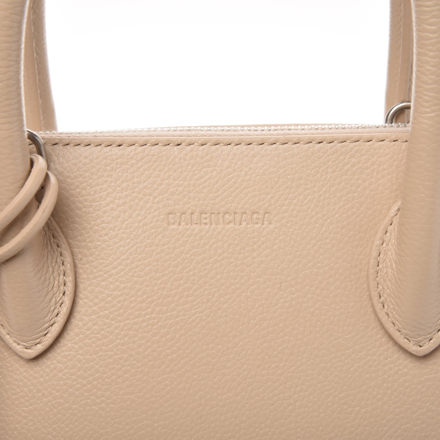 Balenciaga Grained Calfskin Logo S Ville Top Handle Bag Light Beige 8 of 11