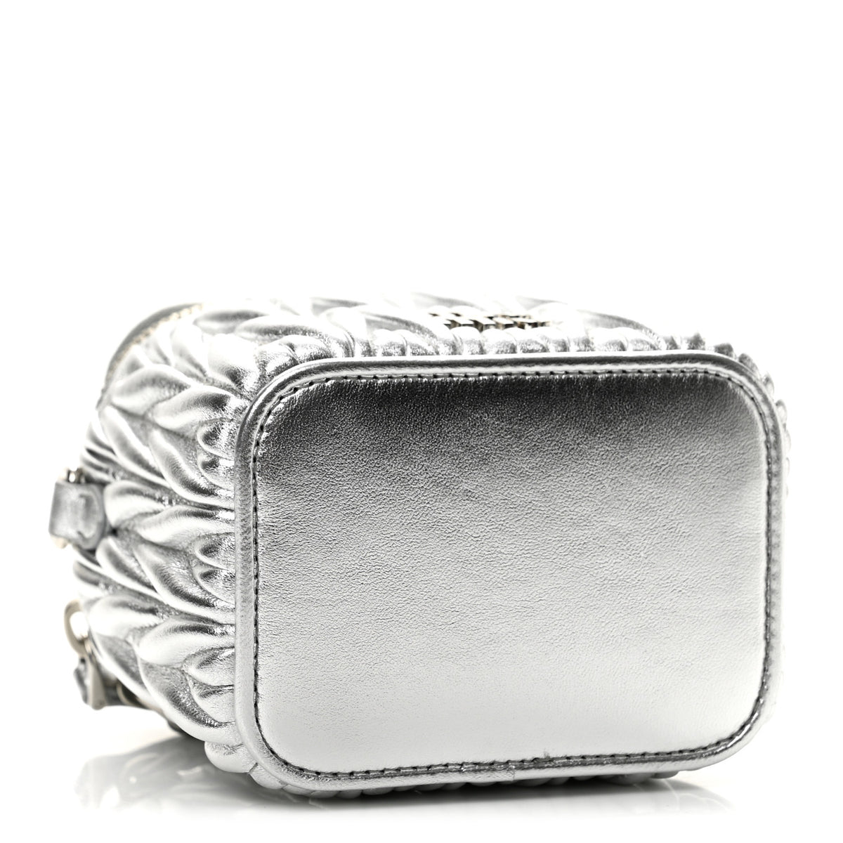 Miu Miu Metallic  Nappa Matelasse Micro Vanity Case Silver 5 of 13