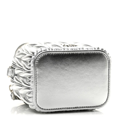 Miu Miu Metallic  Nappa Matelasse Micro Vanity Case Silver 5 of 13