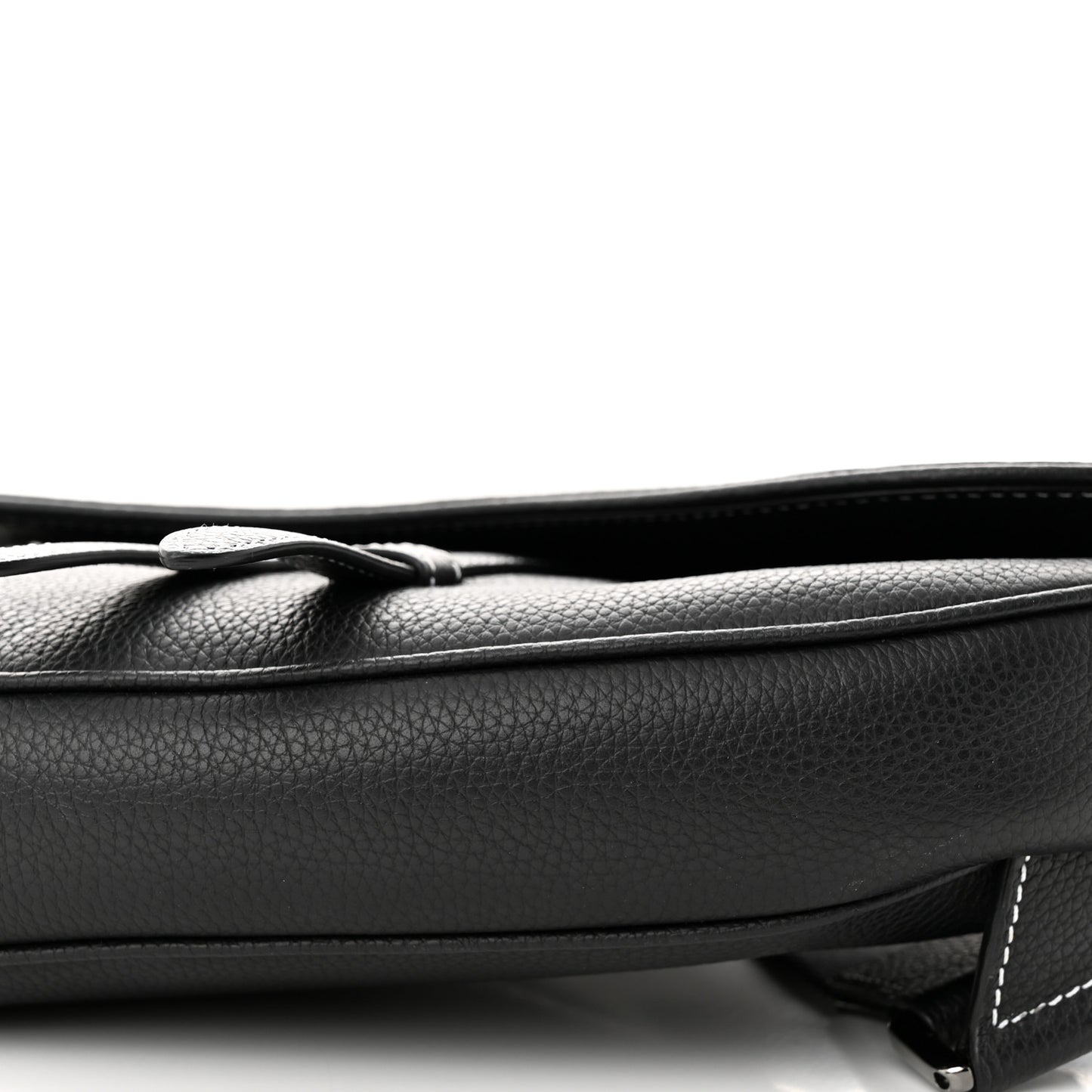 X PETER DOIG Grained Calfskin Saddle Bag Black