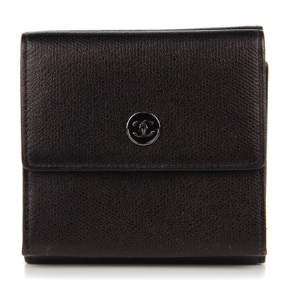Chanel Grained Calfskin CC Button Compact Wallet Dark Brown 1 of 8