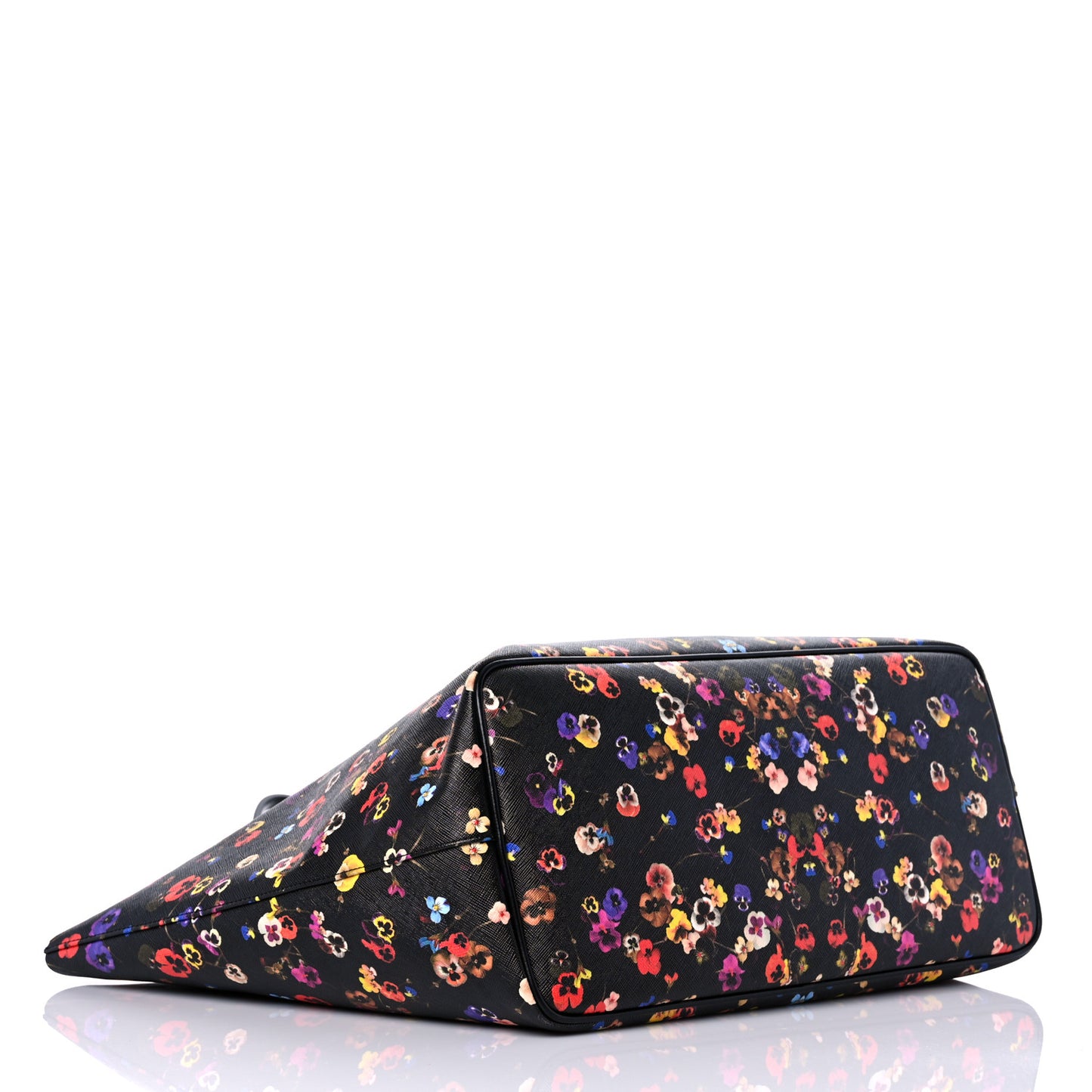 Textured Coated Canvas Floral Print Large Antigona Tote Black Multicolor
