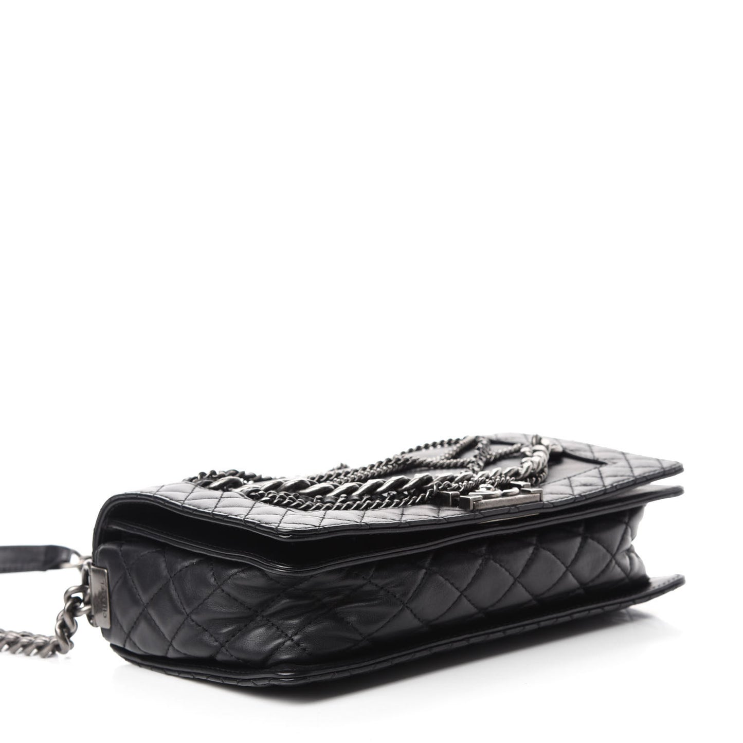 Calfskin Enchained New Medium Boy Flap Black