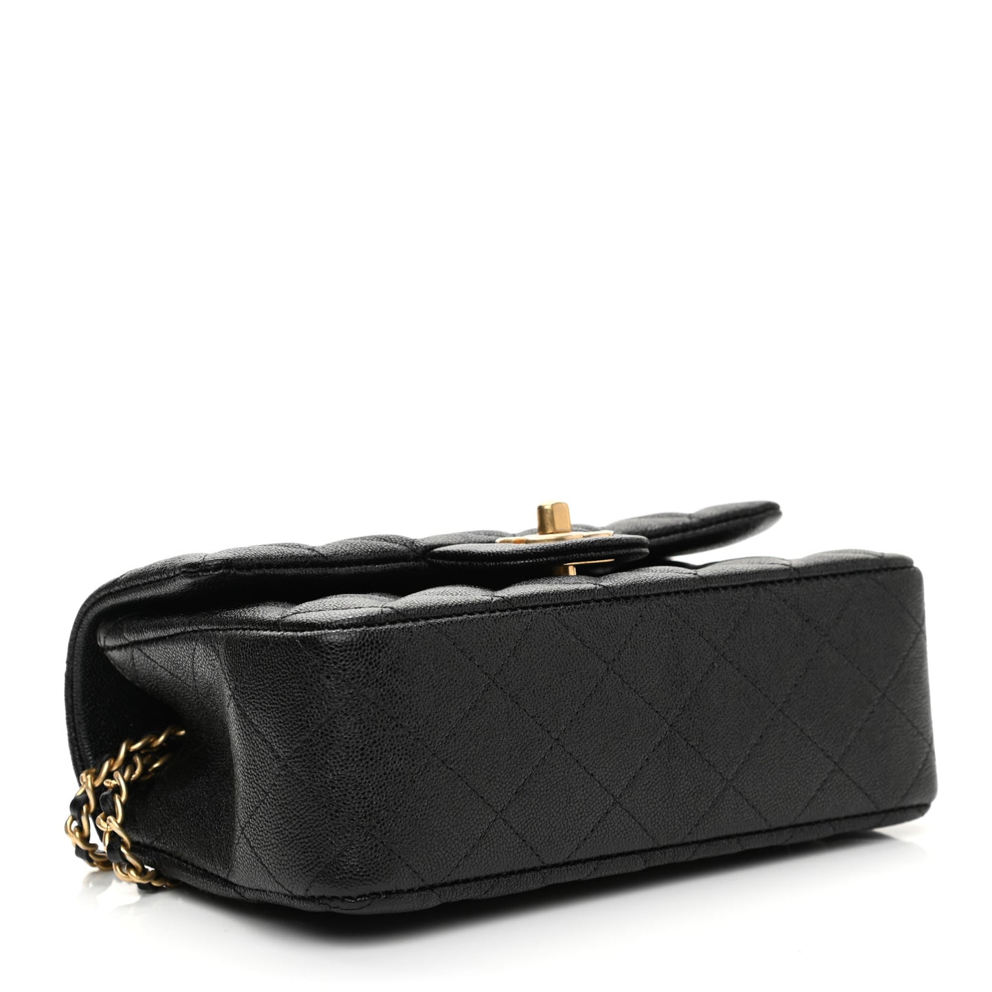 Caviar Quilted Mini Top Handle Rectangular Flap Black