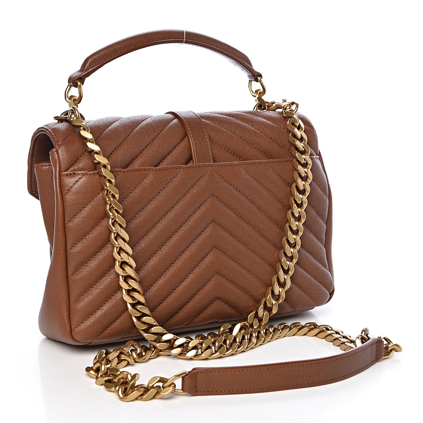 Calfskin Matelasse Chevron Monogram Medium College Bag Brick