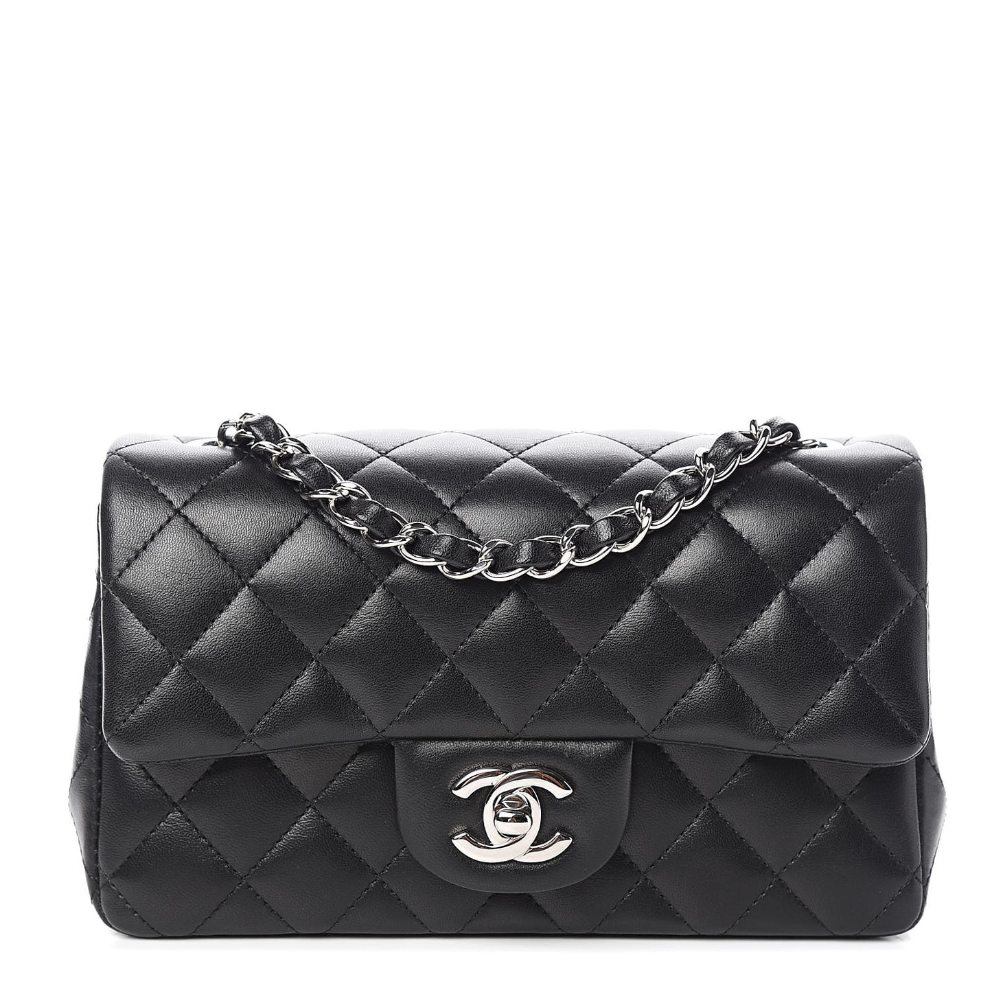 Lambskin Quilted Mini Rectangular Flap Black