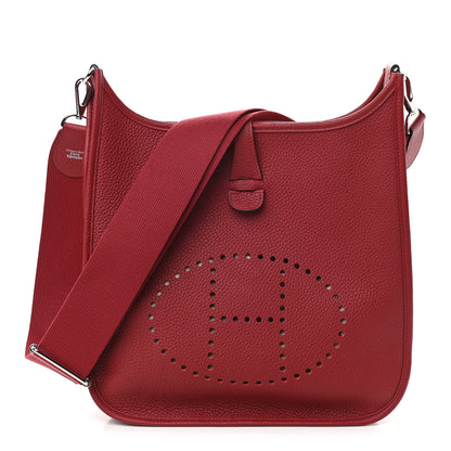 Hermes Taurillon Clemence Evelyne III PM Rouge Grenat 1 of 8