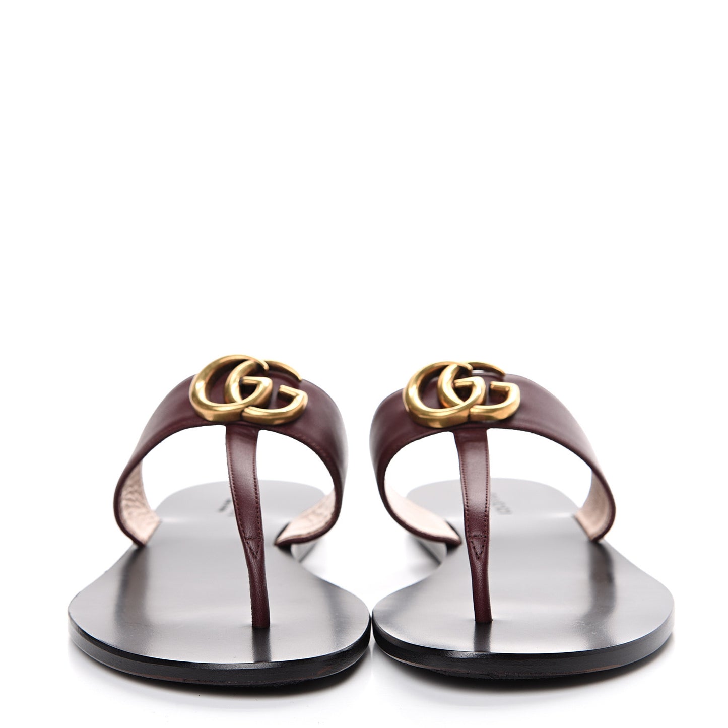 Calfskin GG Marmont Thong Sandals 36.5 Vintage Bordeaux