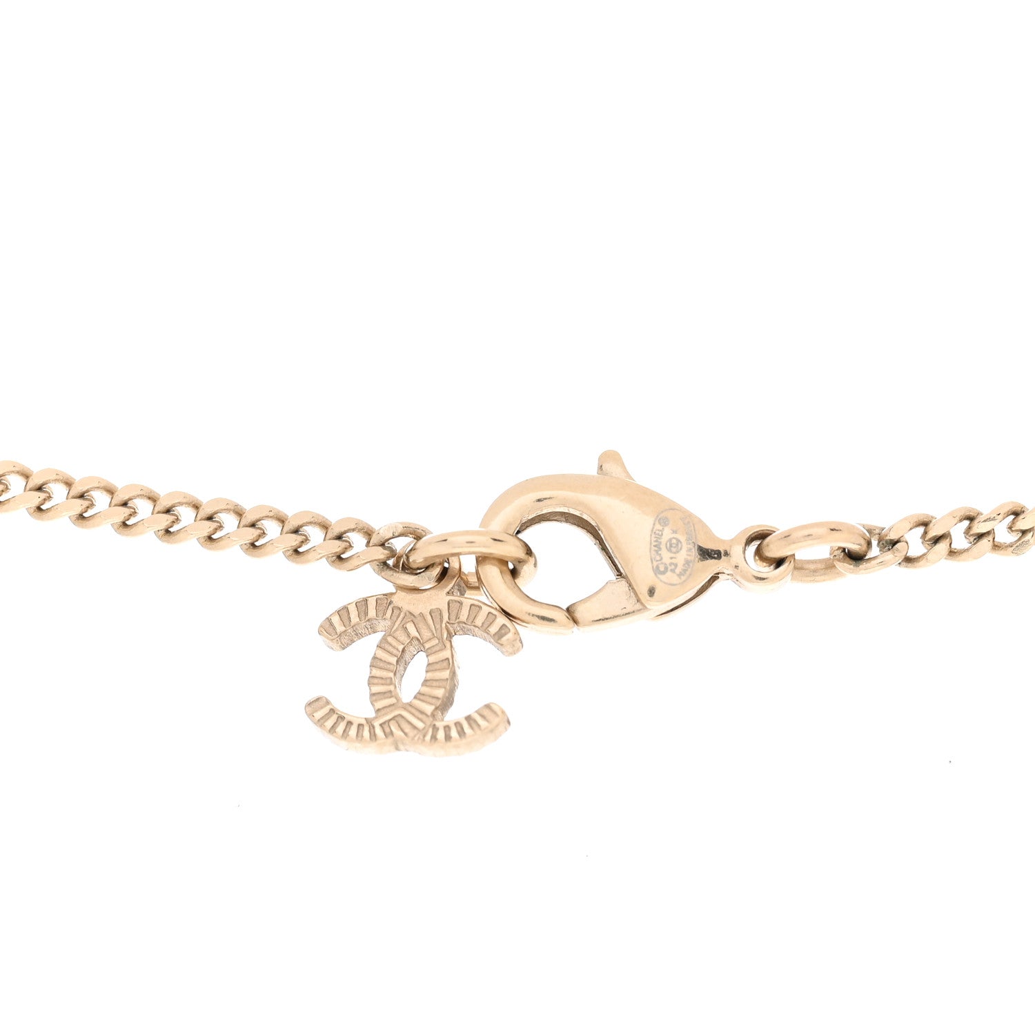 Chanel Crystal Pearl CC Perfume Bottle Necklace Black Gold 2 of 5